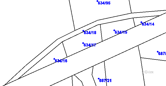 Parcela st. 634/17 v KÚ Pavlov, Katastrální mapa