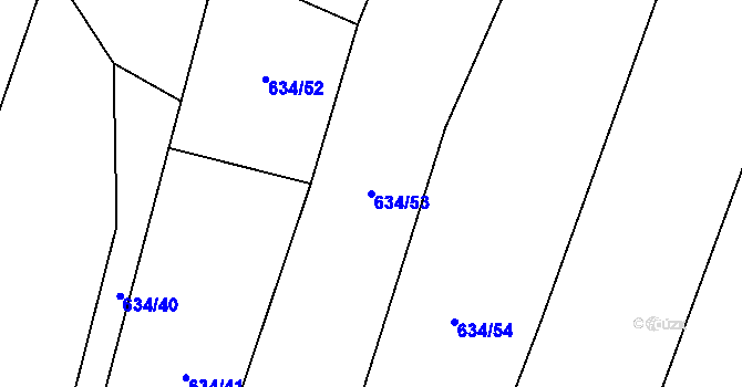 Parcela st. 634/53 v KÚ Pavlov, Katastrální mapa
