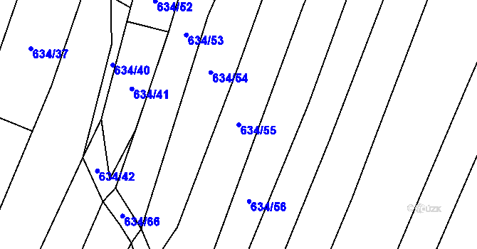 Parcela st. 634/55 v KÚ Pavlov, Katastrální mapa