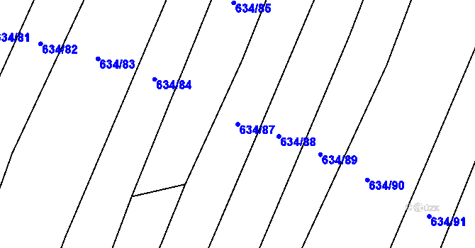 Parcela st. 634/87 v KÚ Pavlov, Katastrální mapa