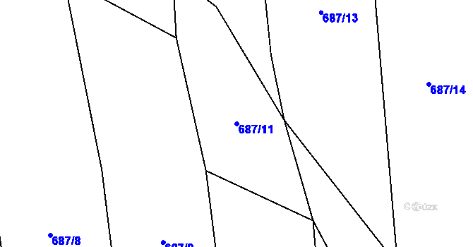 Parcela st. 687/11 v KÚ Pavlov, Katastrální mapa