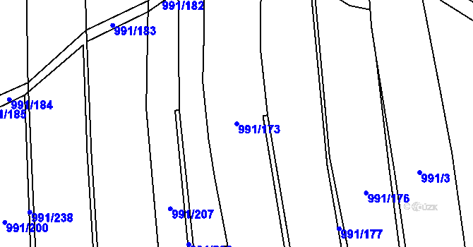 Parcela st. 991/173 v KÚ Pavlov, Katastrální mapa