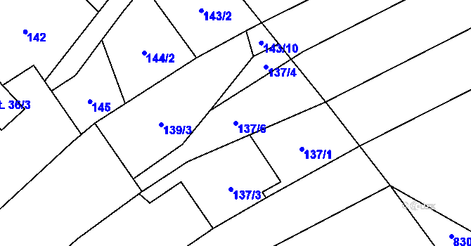 Parcela st. 137/6 v KÚ Pavlov, Katastrální mapa