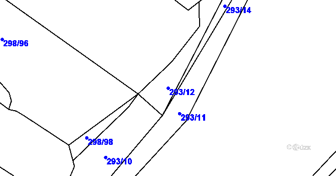 Parcela st. 293/12 v KÚ Pavlov, Katastrální mapa
