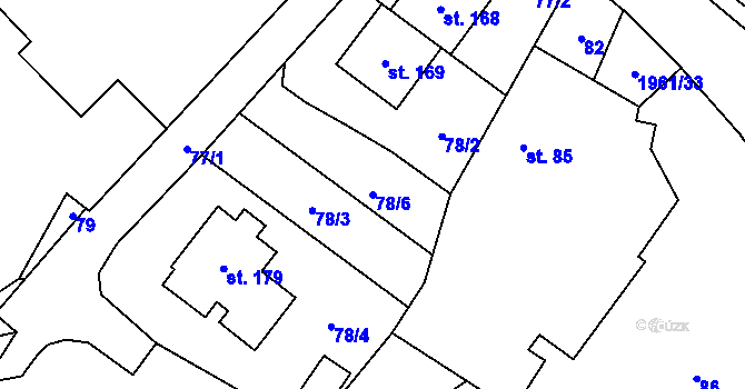 Parcela st. 78/6 v KÚ Pavlov, Katastrální mapa