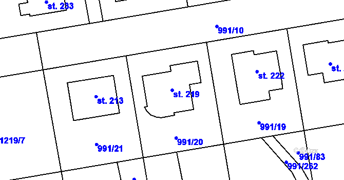 Parcela st. 219 v KÚ Pavlov, Katastrální mapa