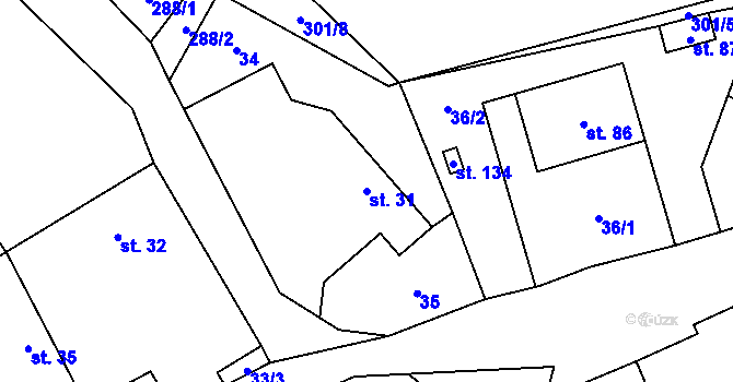 Parcela st. 31 v KÚ Pavlov u Loštic, Katastrální mapa