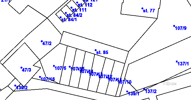 Parcela st. 85 v KÚ Pavlov u Loštic, Katastrální mapa