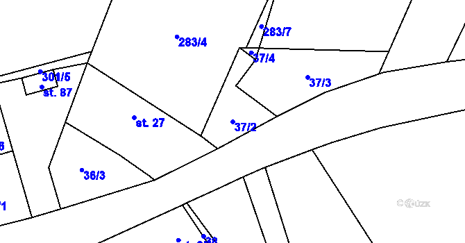 Parcela st. 37/2 v KÚ Pavlov u Loštic, Katastrální mapa