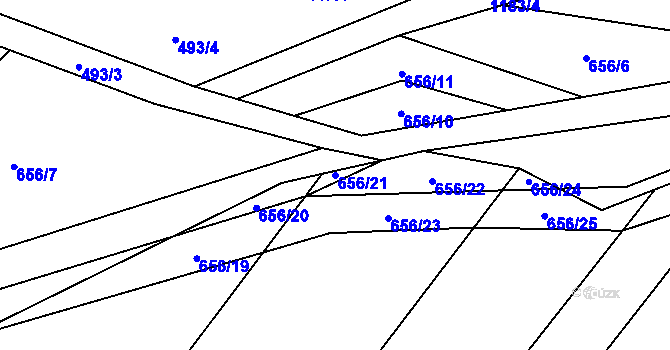 Parcela st. 656/21 v KÚ Pavlov u Loštic, Katastrální mapa
