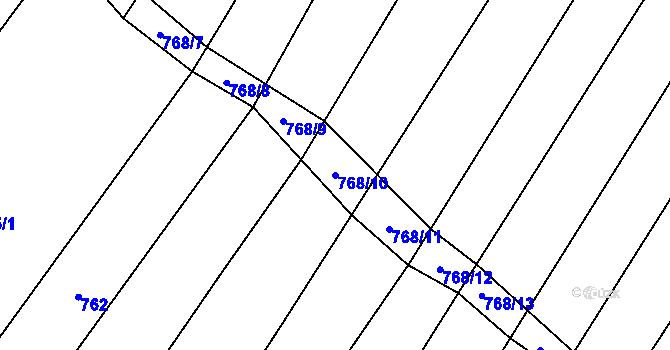 Parcela st. 768/10 v KÚ Pavlov u Loštic, Katastrální mapa