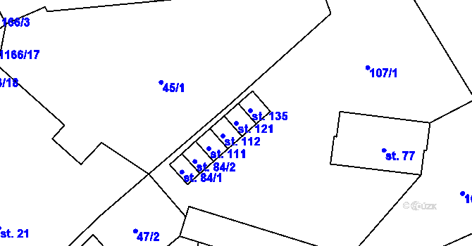 Parcela st. 121 v KÚ Pavlov u Loštic, Katastrální mapa