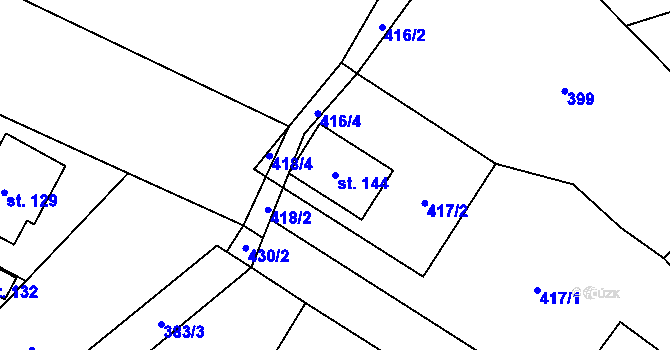 Parcela st. 144 v KÚ Pavlov u Loštic, Katastrální mapa