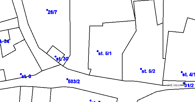 Parcela st. 5/1 v KÚ Svinov u Pavlova, Katastrální mapa