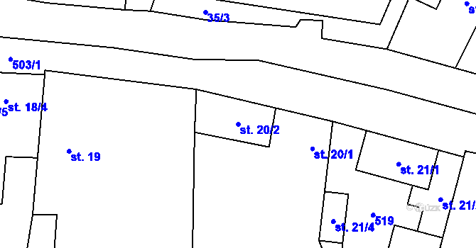 Parcela st. 20/2 v KÚ Svinov u Pavlova, Katastrální mapa