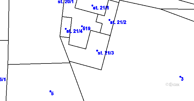 Parcela st. 21/3 v KÚ Svinov u Pavlova, Katastrální mapa