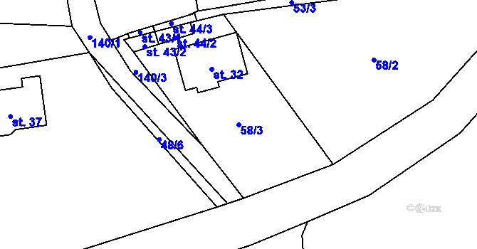 Parcela st. 58/3 v KÚ Zavadilka, Katastrální mapa