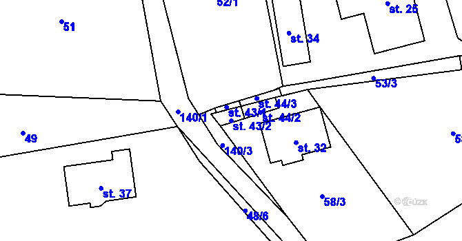 Parcela st. 43/2 v KÚ Zavadilka, Katastrální mapa