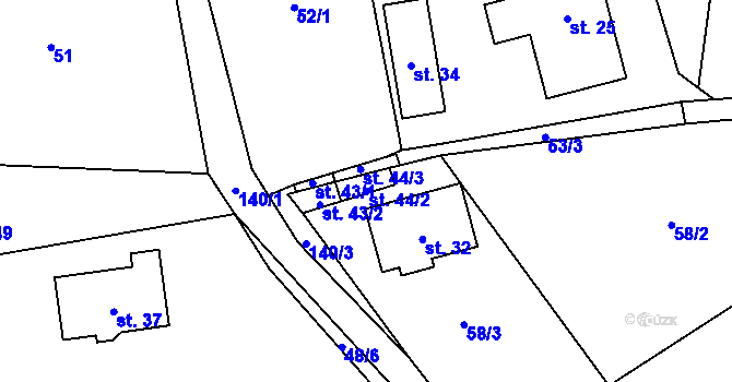 Parcela st. 44/2 v KÚ Zavadilka, Katastrální mapa