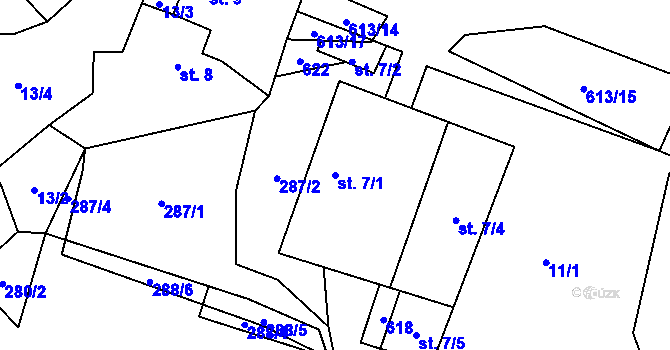 Parcela st. 7/1 v KÚ Pavlov u Herálce, Katastrální mapa