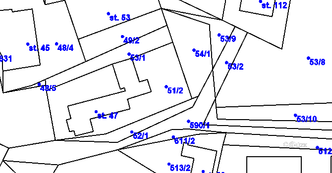 Parcela st. 51/2 v KÚ Pavlov u Herálce, Katastrální mapa