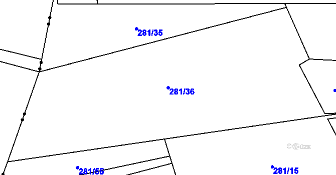 Parcela st. 281/36 v KÚ Pavlov u Herálce, Katastrální mapa