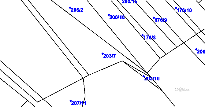 Parcela st. 203/7 v KÚ Pavlovice u Vlašimi, Katastrální mapa