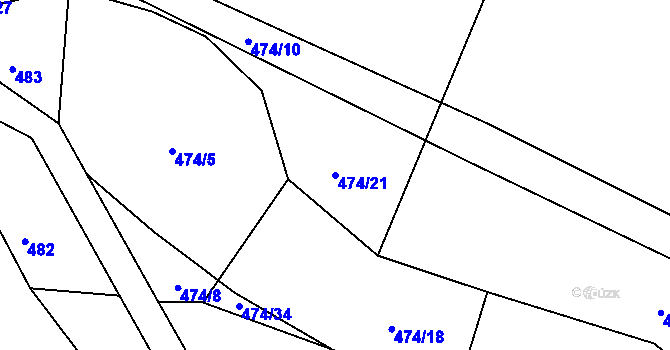 Parcela st. 474/21 v KÚ Pavlovice u Vlašimi, Katastrální mapa