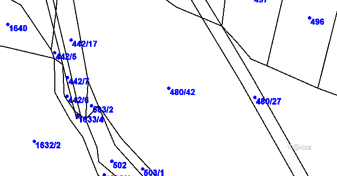 Parcela st. 480/42 v KÚ Pavlovice u Vlašimi, Katastrální mapa