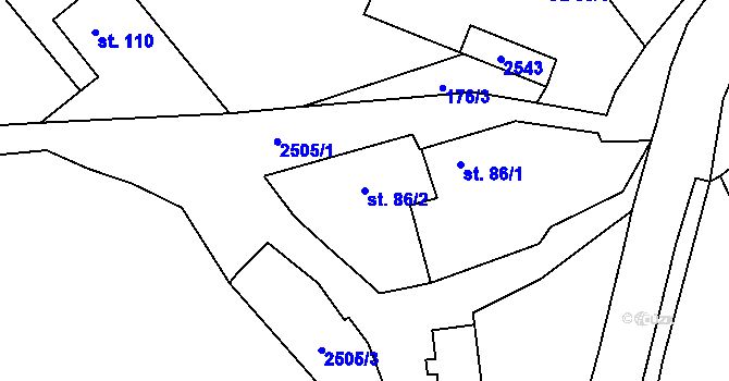 Parcela st. 86/2 v KÚ Pavlovice u Vlašimi, Katastrální mapa