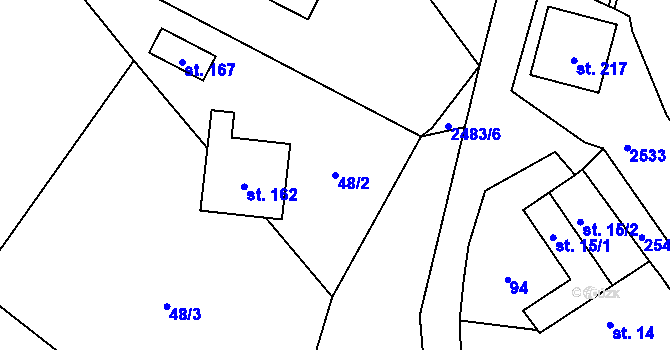 Parcela st. 48/2 v KÚ Pavlovice u Vlašimi, Katastrální mapa