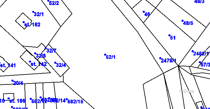Parcela st. 52/1 v KÚ Pavlovice u Vlašimi, Katastrální mapa