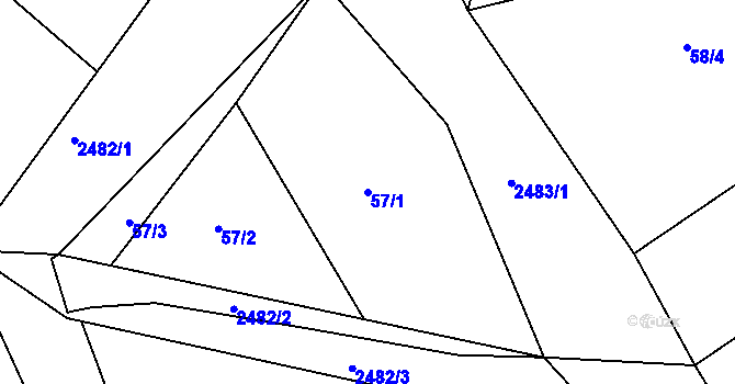 Parcela st. 57/1 v KÚ Pavlovice u Vlašimi, Katastrální mapa