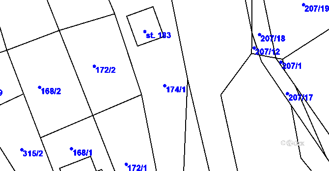 Parcela st. 174/1 v KÚ Pavlovice u Vlašimi, Katastrální mapa