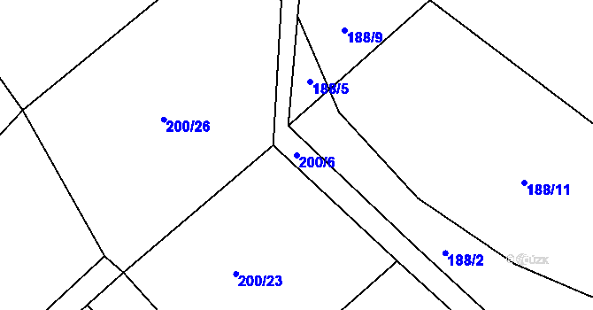 Parcela st. 200/6 v KÚ Pavlovice u Vlašimi, Katastrální mapa