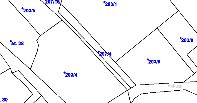 Parcela st. 207/4 v KÚ Pavlovice u Vlašimi, Katastrální mapa