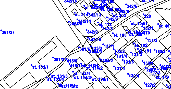 Parcela st. 2464/1 v KÚ Pavlovice u Vlašimi, Katastrální mapa