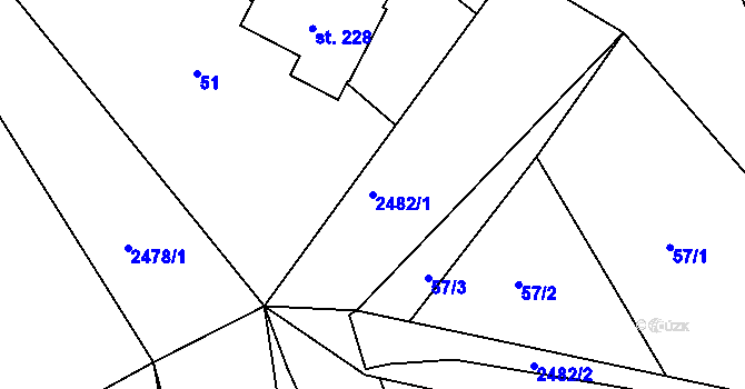 Parcela st. 2482/1 v KÚ Pavlovice u Vlašimi, Katastrální mapa