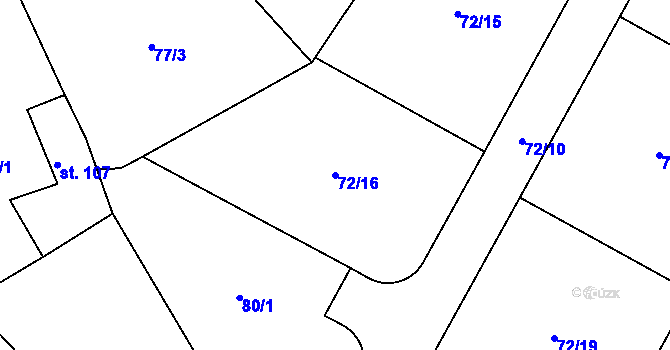 Parcela st. 72/16 v KÚ Pavlovice u Vlašimi, Katastrální mapa