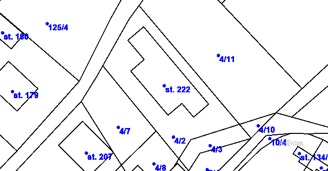 Parcela st. 222 v KÚ Pavlovice u Vlašimi, Katastrální mapa