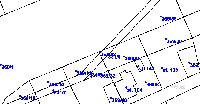 Parcela st. 368/12 v KÚ Pavlovice nad Mží, Katastrální mapa
