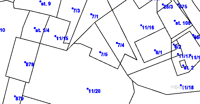 Parcela st. 7/5 v KÚ Pavlovice nad Mží, Katastrální mapa
