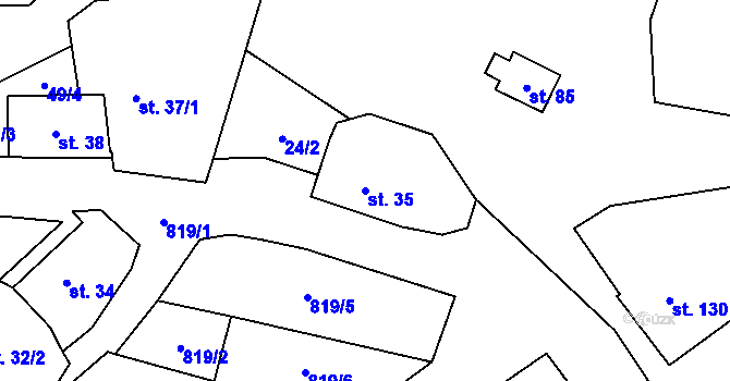 Parcela st. 35 v KÚ Pavlovice nad Mží, Katastrální mapa