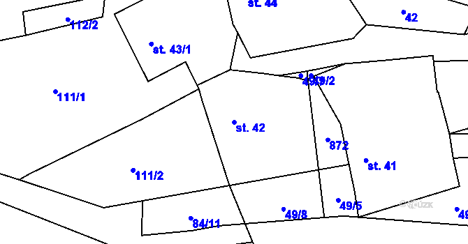 Parcela st. 42 v KÚ Pavlovice nad Mží, Katastrální mapa
