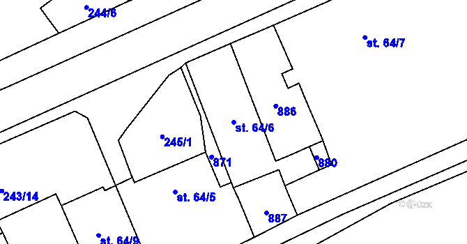 Parcela st. 64/6 v KÚ Pavlovice nad Mží, Katastrální mapa
