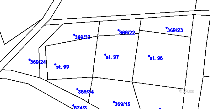 Parcela st. 97 v KÚ Pavlovice nad Mží, Katastrální mapa
