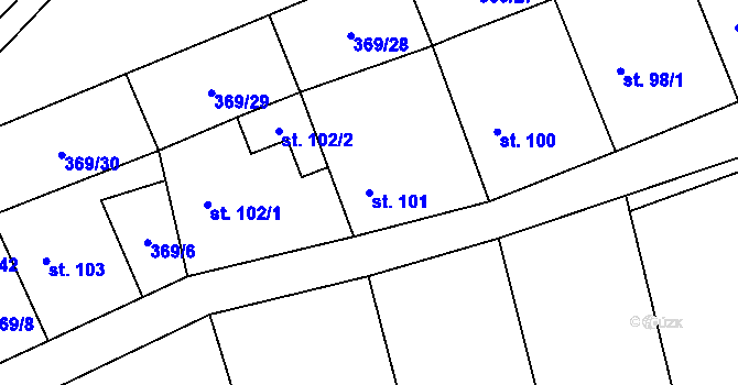 Parcela st. 101 v KÚ Pavlovice nad Mží, Katastrální mapa