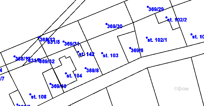 Parcela st. 103 v KÚ Pavlovice nad Mží, Katastrální mapa