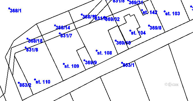 Parcela st. 108 v KÚ Pavlovice nad Mží, Katastrální mapa
