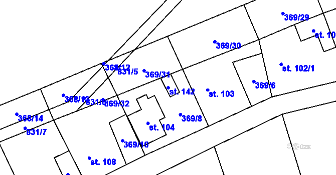 Parcela st. 142 v KÚ Pavlovice nad Mží, Katastrální mapa